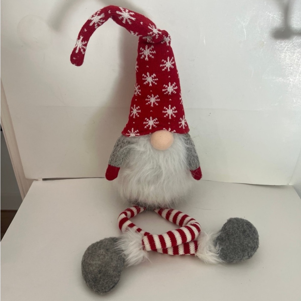 Christmas Red and Gray Gnome Plush Decor Shelf Sitter